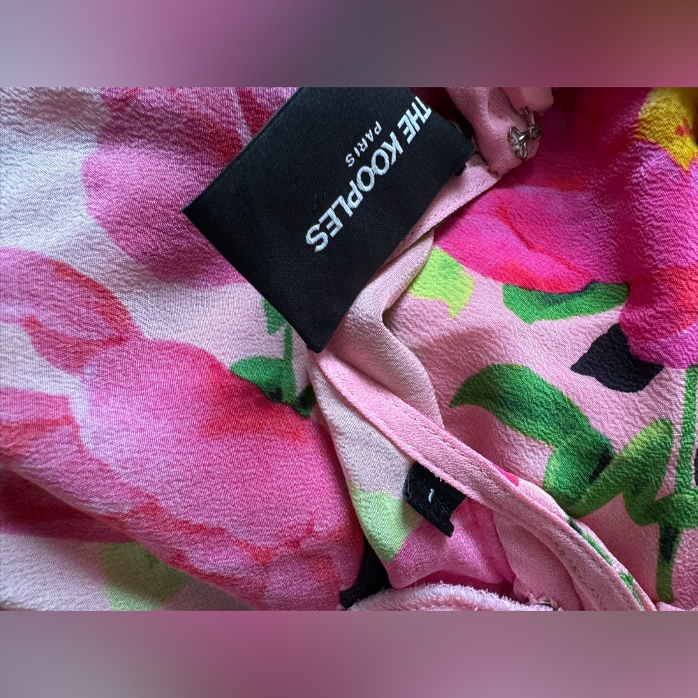 The Kooples Pink Floral Silk Midi Dress S - Picture 10 of 11